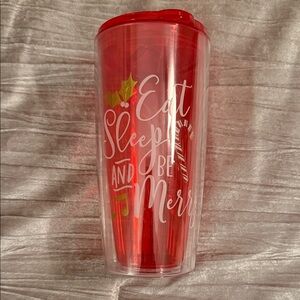 Red Holiday Tumbler with Festive Design